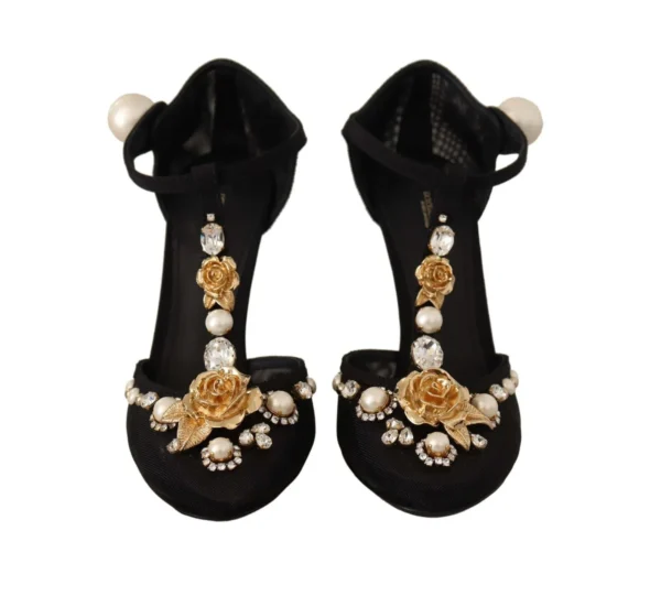 Dolce & Gabbana Women's Elegant Embellished T-Strap Heels Sandals