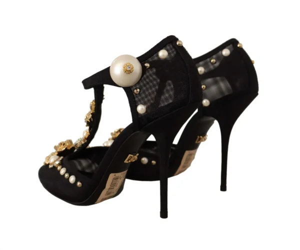Dolce & Gabbana Women's Elegant Embellished T-Strap Heels Sandals