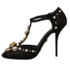 Dolce & Gabbana Women's Elegant Embellished T-Strap Heels Sandals