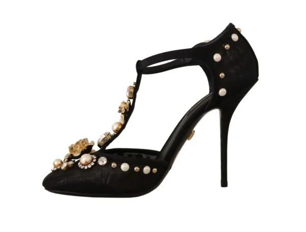 Dolce & Gabbana Women's Elegant Embellished T-Strap Heels Sandals