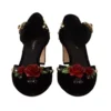 Dolce & Gabbana Women's Black Crystal Rose Heel Sandals