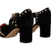 Dolce & Gabbana Women's Black Crystal Rose Heel Sandals
