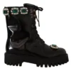 Dolce & Gabbana Women's Elegant Mid-Calf Combat Boots with Crystals