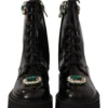 Dolce & Gabbana Women's Elegant Mid-Calf Combat Boots with Crystals