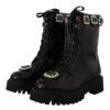 Dolce & Gabbana Women's Elegant Mid-Calf Combat Boots with Crystals