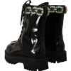 Dolce & Gabbana Women's Elegant Mid-Calf Combat Boots with Crystals
