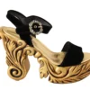 Dolce & Gabbana Women's Baroque Velvet Heels in Black and Gold