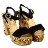 Dolce & Gabbana Women's Baroque Velvet Heels in Black and Gold