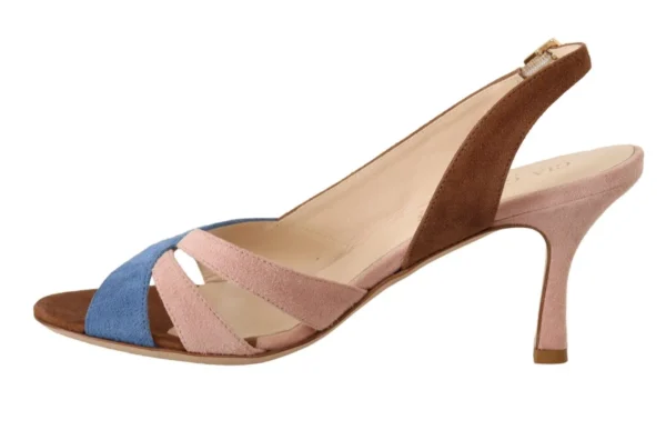 GIA COUTURE Women's Chic Multicolor Suede Slingback Heel Sandals