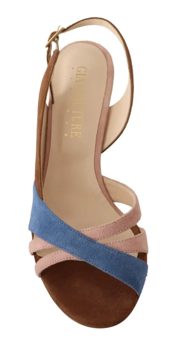 GIA COUTURE Women's Chic Multicolor Suede Slingback Heel Sandals