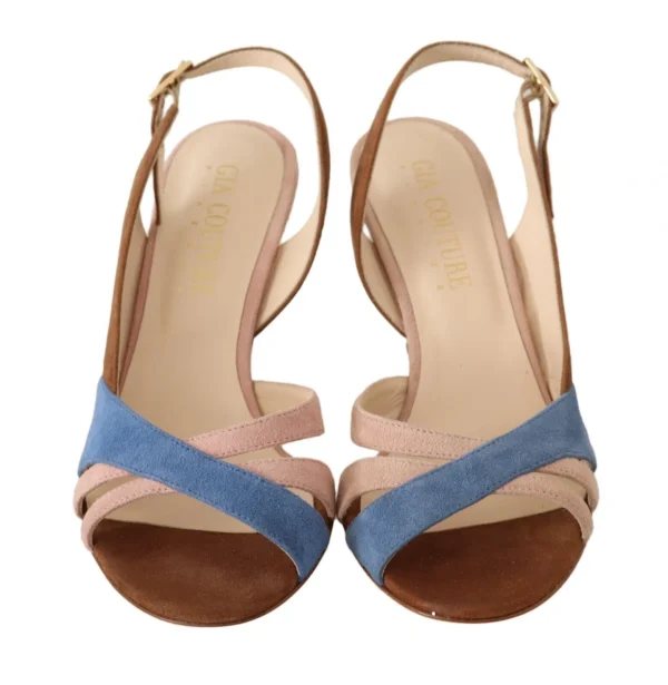 GIA COUTURE Women's Chic Multicolor Suede Slingback Heel Sandals