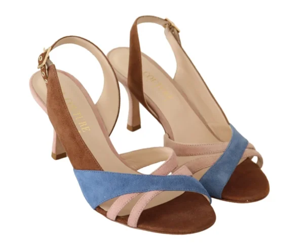 GIA COUTURE Women's Chic Multicolor Suede Slingback Heel Sandals