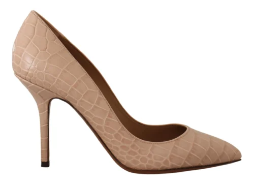 Dolce & Gabbana Women's Elegant Nude Leather Kitten Heels Pumps