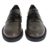 AI_ Women's Elegant Gray Brown Leather Lace-up Shoes