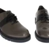 AI_ Women's Elegant Gray Brown Leather Lace-up Shoes
