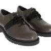 AI_ Women's Elegant Gray Brown Leather Lace-up Shoes