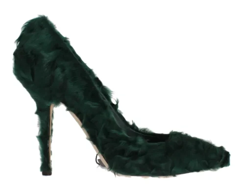 Dolce & Gabbana Women's Elegant Green Xiangao Fur Leather Pumps