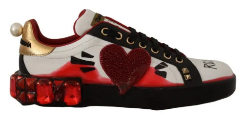 Dolce & Gabbana Women's Chic Royal Love Crystal Leather Sneakers