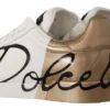 Dolce & Gabbana Women's Elegant White Gold Portofino Sneakers
