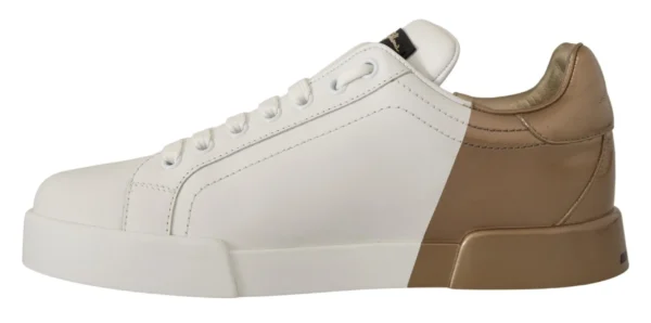 Dolce & Gabbana Women's Elegant White Gold Portofino Sneakers