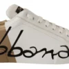 Dolce & Gabbana Women's Elegant White Gold Portofino Sneakers