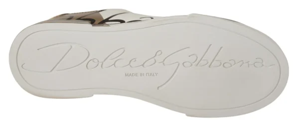Dolce & Gabbana Women's Elegant White Gold Portofino Sneakers
