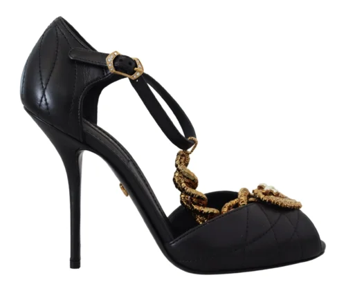 Dolce & Gabbana Women's Elegant Gold-Embellished Leather Sandals
