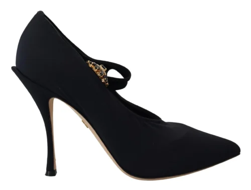 Dolce & Gabbana Women's Chic Black Mary Jane Sock Pumps with Crystals
