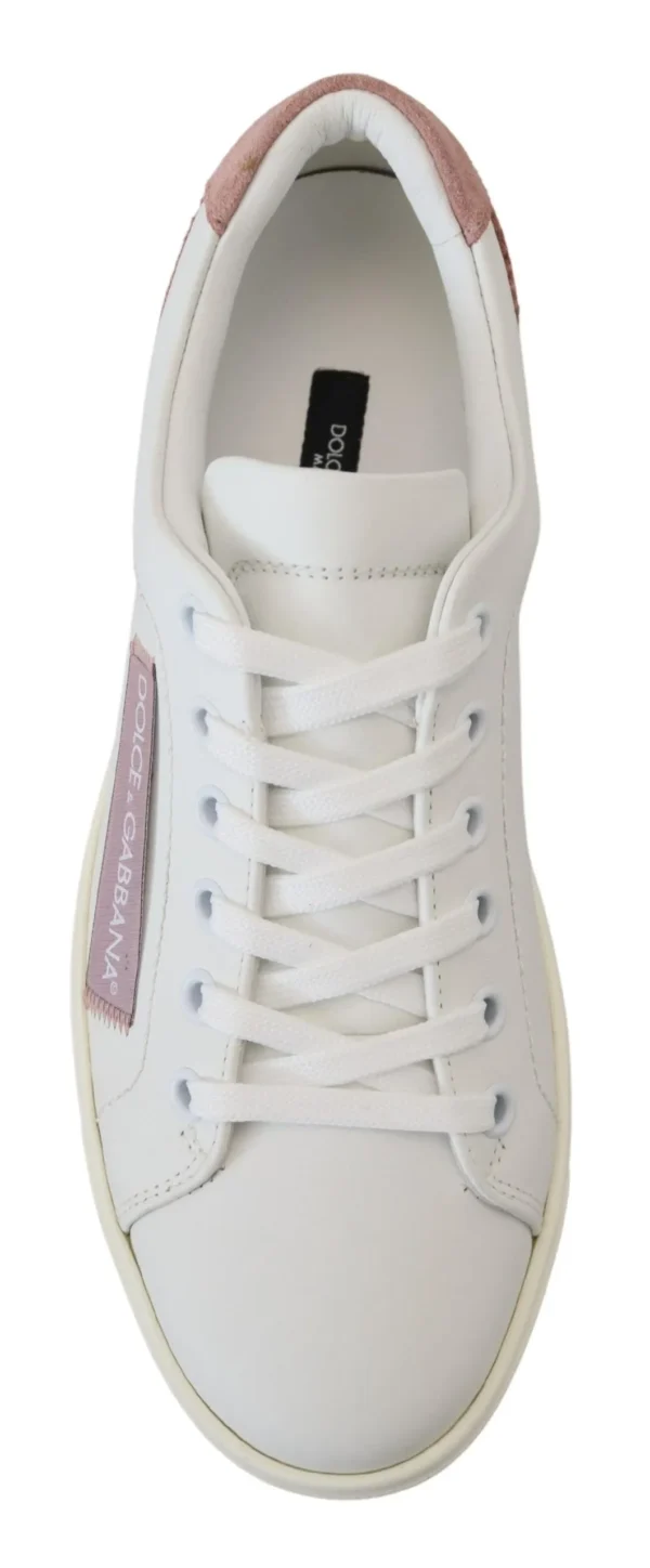 Dolce & Gabbana Women's Chic White Pink Leather Low-Top Sneakers