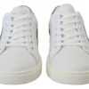 Dolce & Gabbana Women's Chic White Pink Leather Low-Top Sneakers