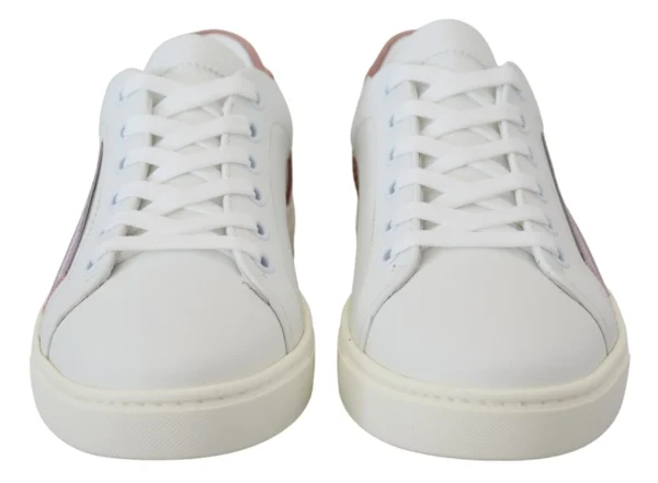 Dolce & Gabbana Women's Chic White Pink Leather Low-Top Sneakers