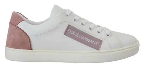 Dolce & Gabbana Women's Chic White Pink Leather Low-Top Sneakers