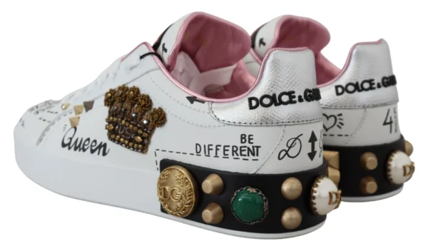 Dolce & Gabbana Women's Queen Crown Chic Leather Sneakers