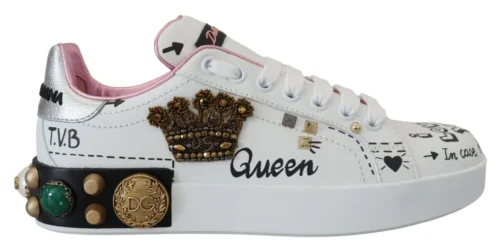 Dolce & Gabbana Women's Queen Crown Chic Leather Sneakers