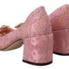 Dolce & Gabbana Women's Pastel Pink Lace Crystal Embellished Pumps