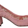 Dolce & Gabbana Women's Pastel Pink Lace Crystal Embellished Pumps
