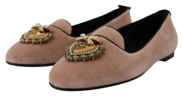Dolce & Gabbana Women's Elegant Pink Velvet Devotion Loafers