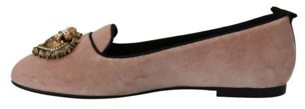 Dolce & Gabbana Women's Elegant Pink Velvet Devotion Loafers