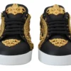 Dolce & Gabbana Women's Elegant Portofino Leather Sneakers in Black