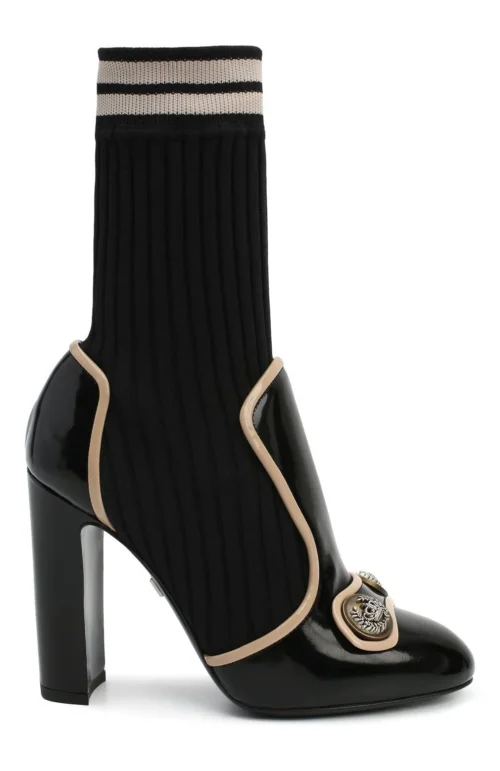 Dolce & Gabbana Women's Chic Calfskin Vally Ankle Boots with Metal Logo