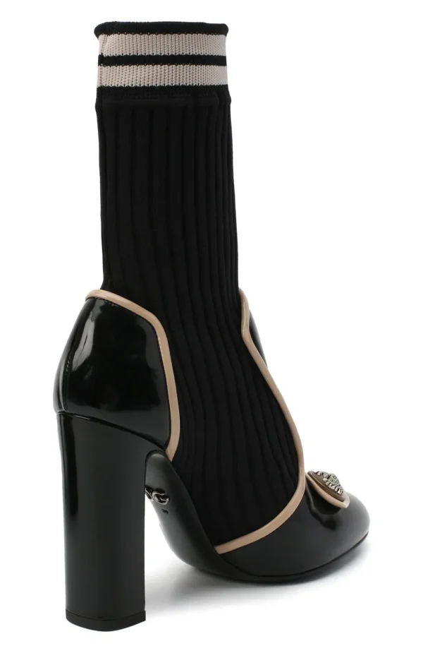 Dolce & Gabbana Women's Chic Calfskin Vally Ankle Boots with Metal Logo