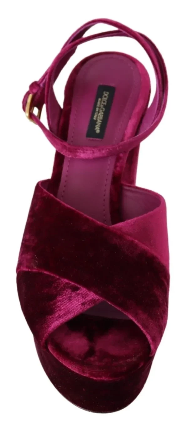 Dolce & Gabbana Women's Sumptuous Velvet Platform Sandals in Pink