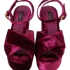 Dolce & Gabbana Women's Sumptuous Velvet Platform Sandals in Pink