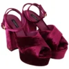 Dolce & Gabbana Women's Sumptuous Velvet Platform Sandals in Pink