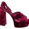 Dolce & Gabbana Women's Sumptuous Velvet Platform Sandals in Pink