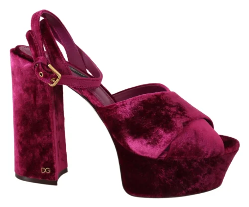 Dolce & Gabbana Women's Sumptuous Velvet Platform Sandals in Pink