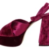 Dolce & Gabbana Women's Sumptuous Velvet Platform Sandals in Pink