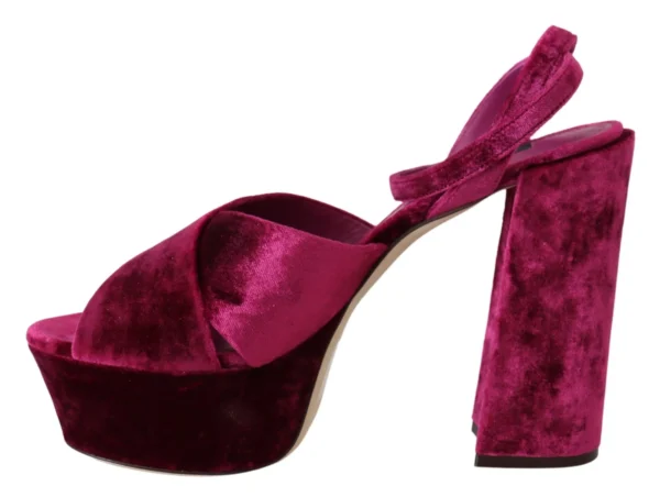 Dolce & Gabbana Women's Sumptuous Velvet Platform Sandals in Pink