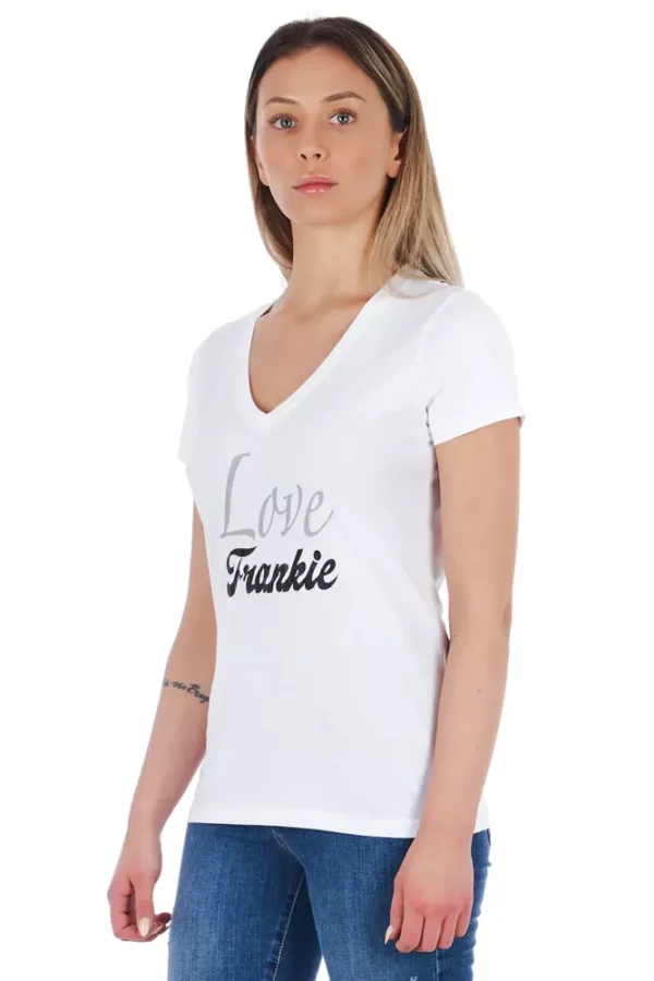 Frankie Morello Women's White Cotton Women TShirt
