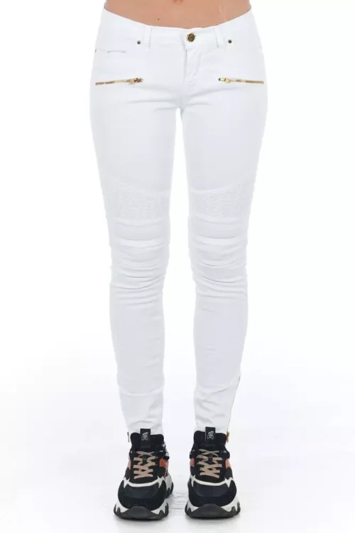 Frankie Morello Women's White Cotton Women Jeans